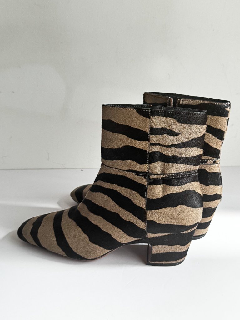 Franco Sarto L-Saydie2 Leather Bootie Cow Skin Zebra Print 11 — image 4 of 8